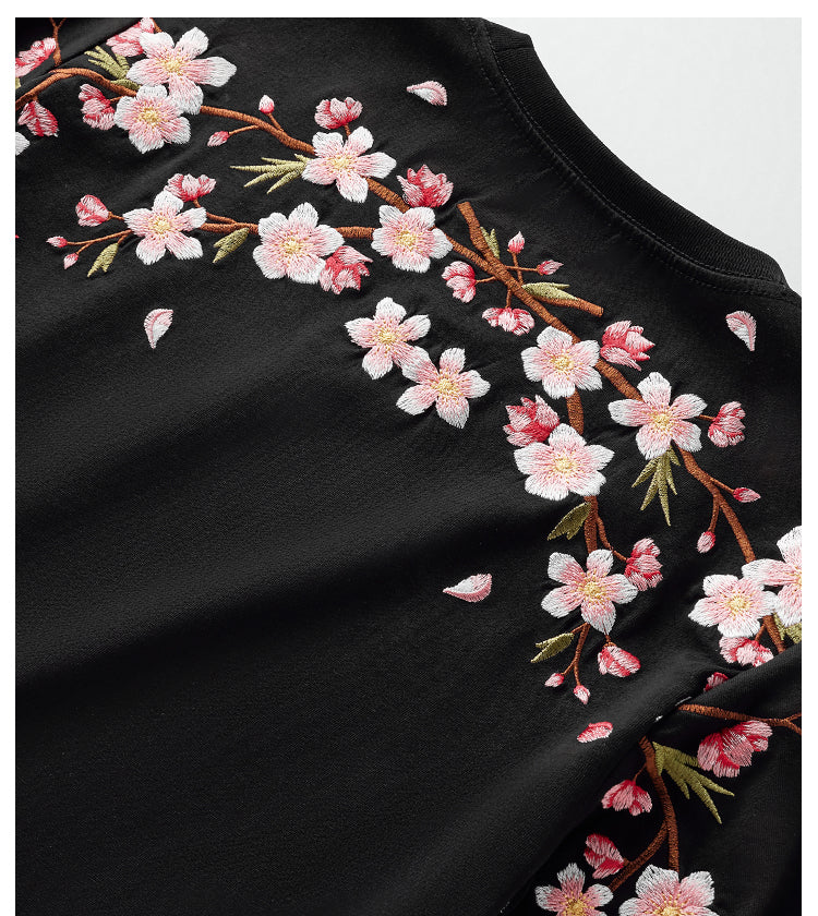 Sakura Flowers Embroidered Tee
