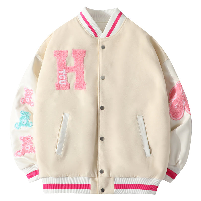 I Know Nigo Jacket | Pink and White Nigo Varsity Jacket