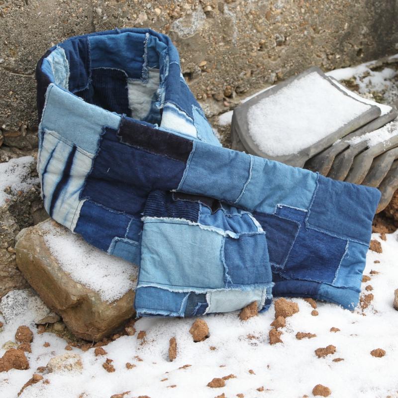 Indigo Patchwork Denim Scarf