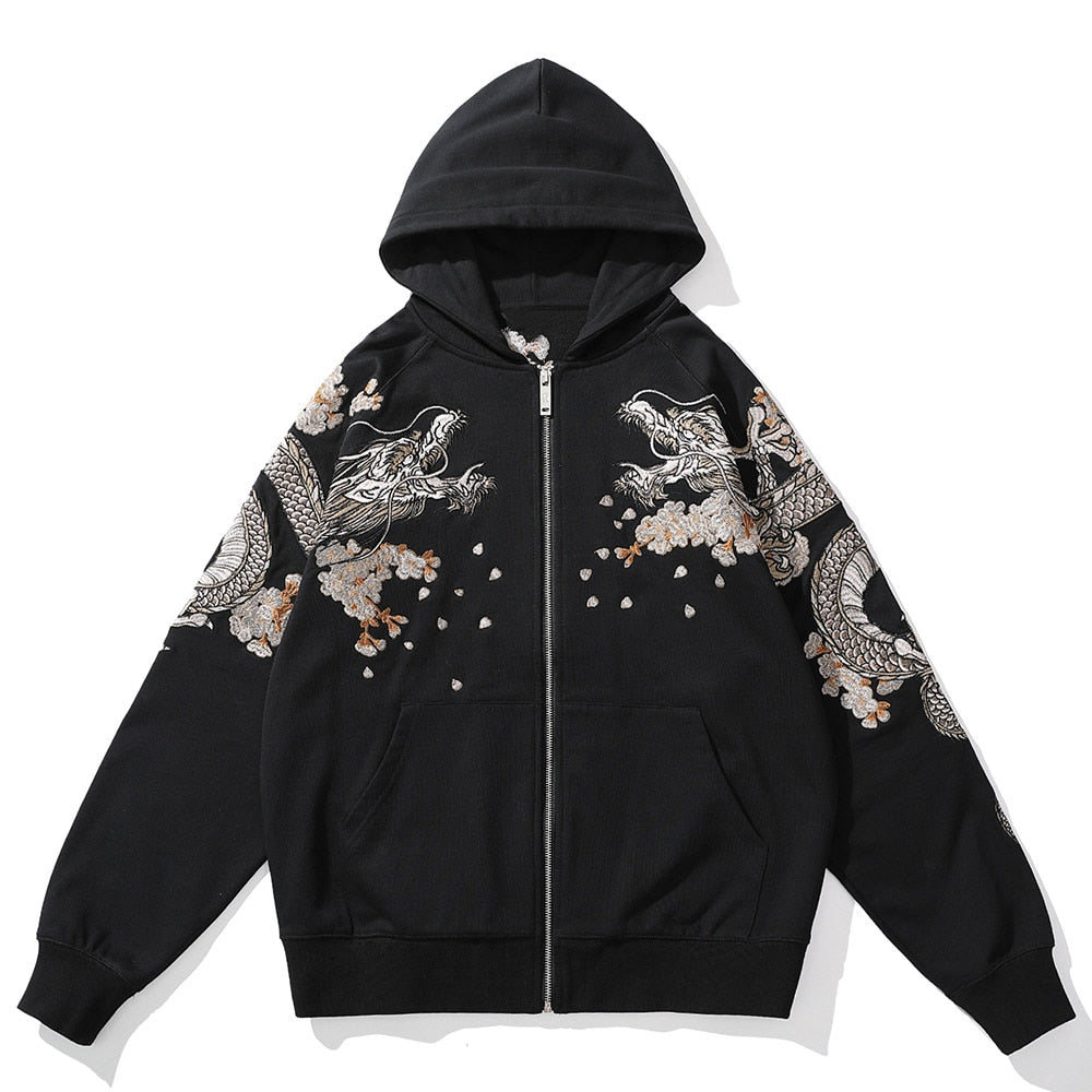 Embroidered Phoenix Zip Up Jacket