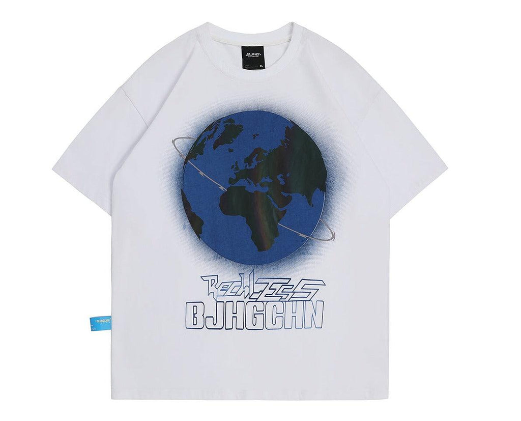 Harajuku Streetwear - BJHG 3M Reflective Rainbow Earth Tee - Shop High Quality Japanese Streetwear, Anime Clothing, Asian Street Fashion and Many More!