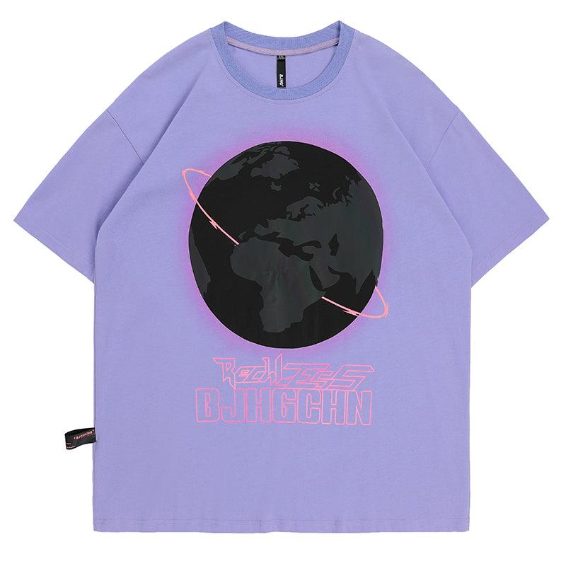 Harajuku Streetwear - BJHG 3M Reflective Rainbow Earth Tee - Shop High Quality Japanese Streetwear, Anime Clothing, Asian Street Fashion and Many More!