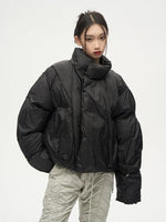Harajuku Streetwear - 77F7GHT Overlapped Puffer Jacket - Shop High Quality Japanese Streetwear, Anime Clothing, Asian Street Fashion and Many More!