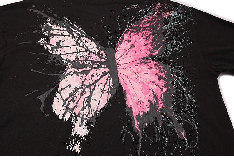 Harajuku Streetwear - Splattered Butterfly Tee - Shop High Quality Japanese Streetwear, Anime Clothing, Asian Street Fashion and Many More!