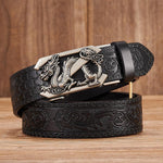 Harajuku Streetwear - Embossed Z Dragon Pendant Leather Belt - Shop High Quality Japanese Streetwear, Anime Clothing, Asian Street Fashion and Many More!