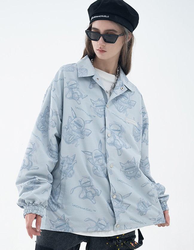 Harajuku Streetwear - HARSH and CRUEL Blinded Monsters Button Up Jacket - Shop High Quality Japanese Streetwear, Anime Clothing, Asian Street Fashion and Many More!