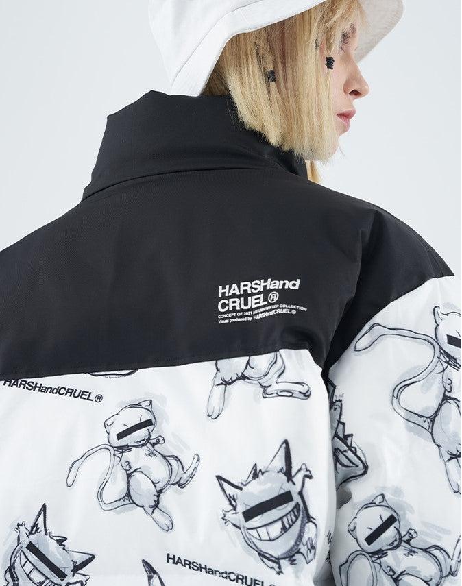 Harajuku Streetwear - HARSH and CRUEL Blinded Monsters Puffer Jacket - Shop High Quality Japanese Streetwear, Anime Clothing, Asian Street Fashion and Many More!