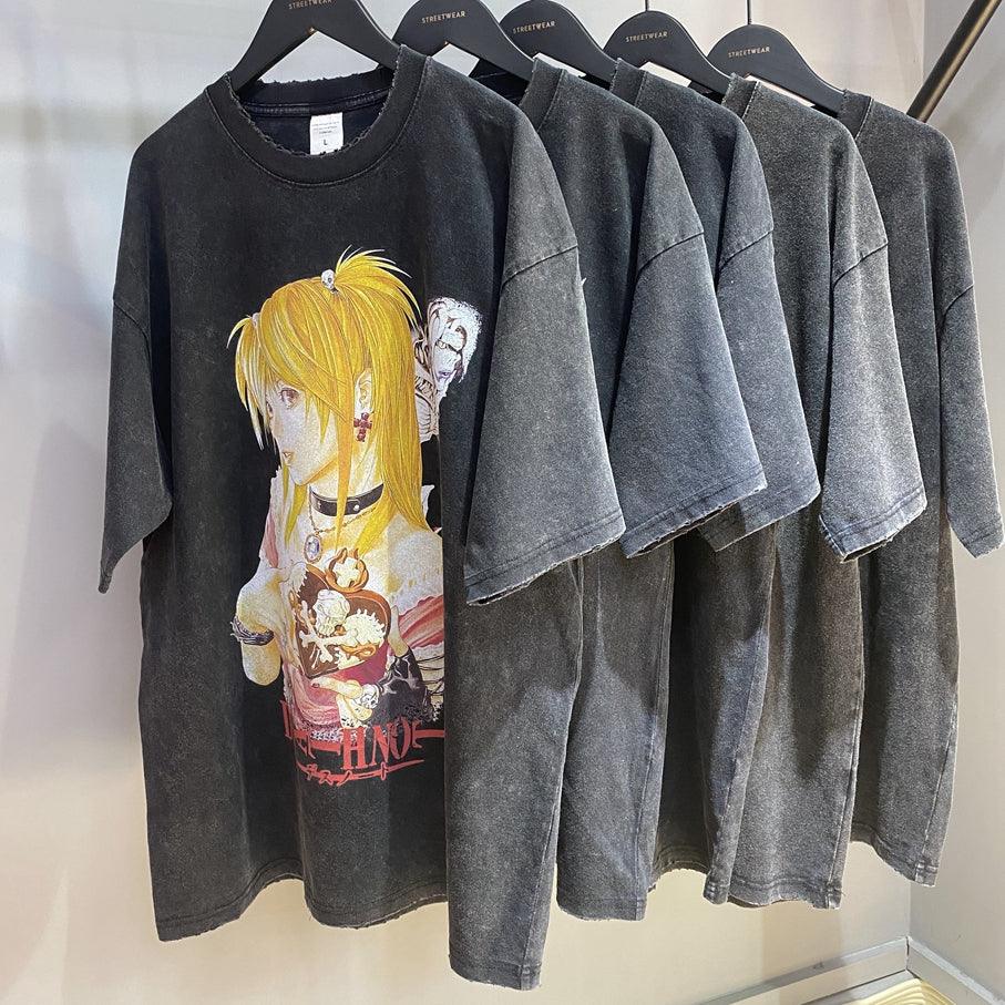 Harajuku Streetwear - Vintage Washed "Misa" Oversized Tee - Shop High Quality Japanese Streetwear, Anime Clothing, Asian Street Fashion and Many More!