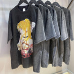 Harajuku Streetwear - Vintage Washed "Misa" Oversized Tee - Shop High Quality Japanese Streetwear, Anime Clothing, Asian Street Fashion and Many More!