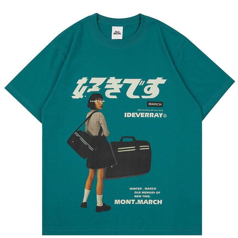 Harajuku Streetwear - "Look Back" Oversized Tee - Shop High Quality Japanese Streetwear, Anime Clothing, Asian Street Fashion and Many More!