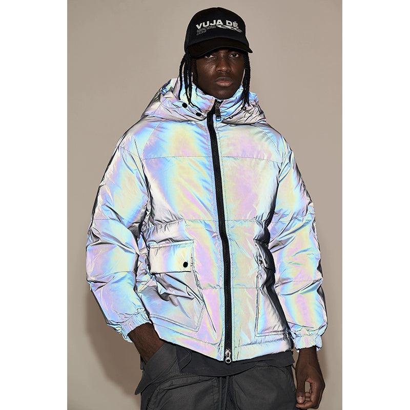 Holographic puffer jacket mens deals