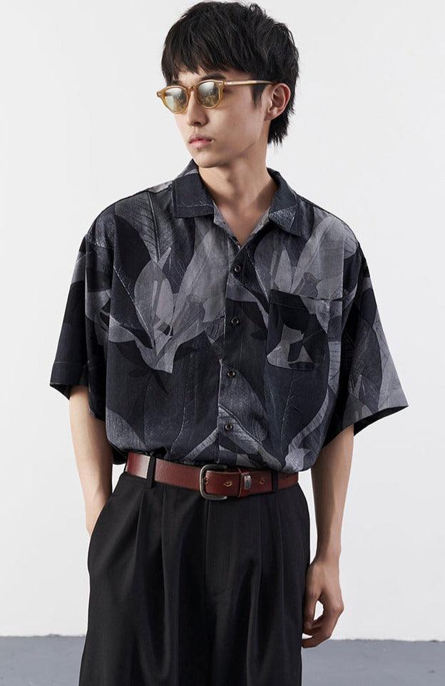 streetwear dress shirts Men's Grunge Indie T-Shirts Emo Harajuku Tops Button Down Sweatshirt Y2K Normcore Streetwear Half-Sleeve Clothes (Black,M)