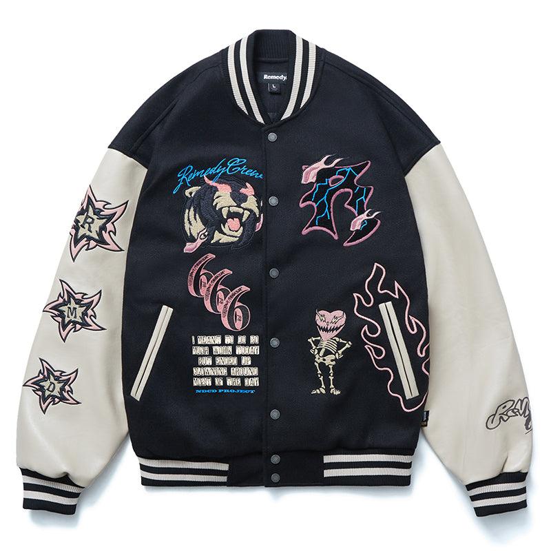 Harajuku Streetwear Remedy Crew Varsity Jacket