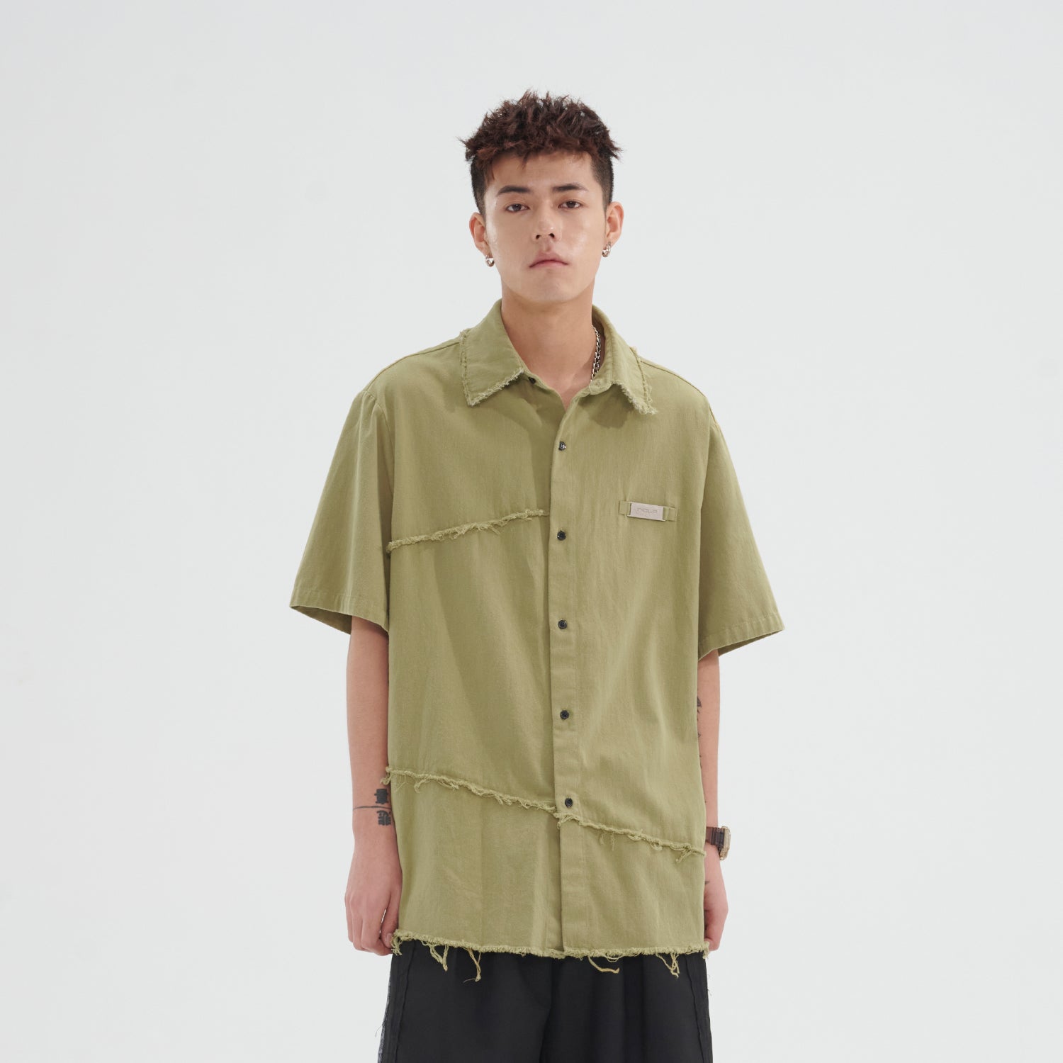 PCLP Raw Edged Button-Up Shirt