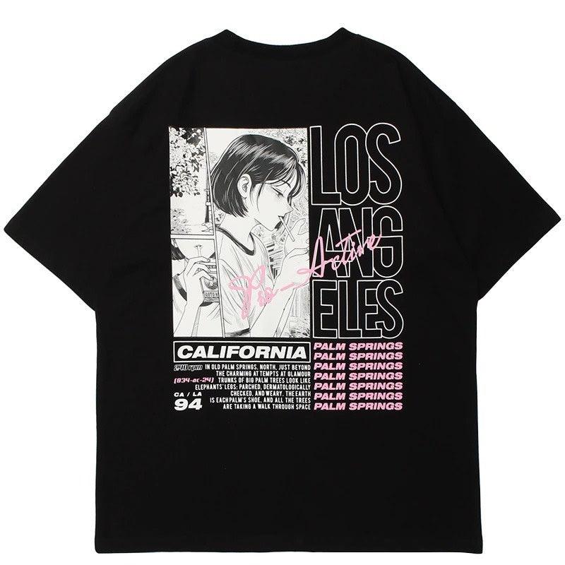 Harajuku Streetwear - Palm Springs Anime Girl Tee - Shop High Quality Japanese Streetwear, Anime Clothing, Asian Street Fashion and Many More!