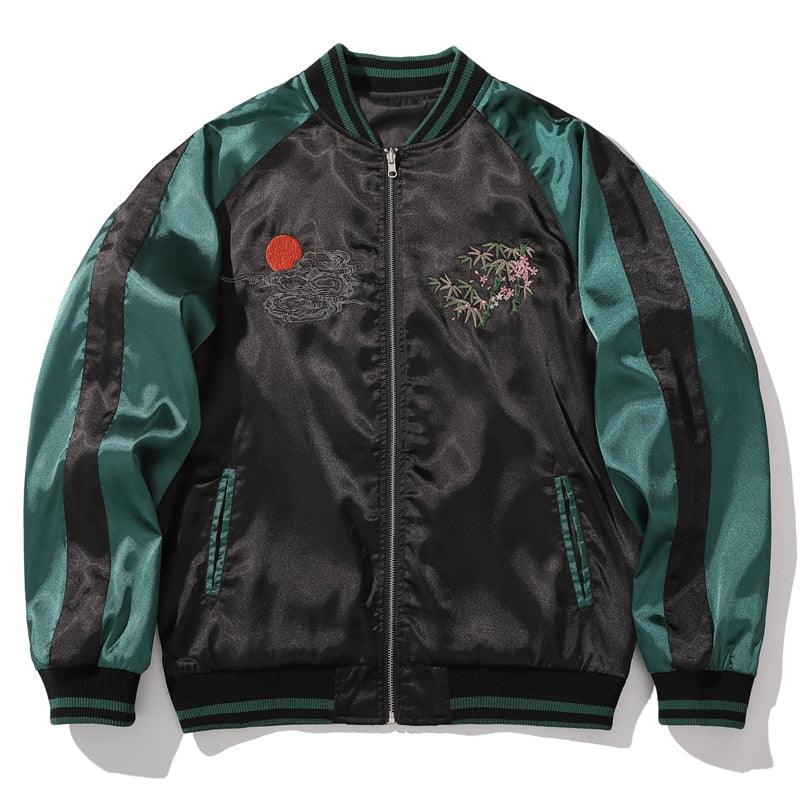 Harajuku Streetwear Embroidered Tiger Varsity Jacket Black / Asian XXXL