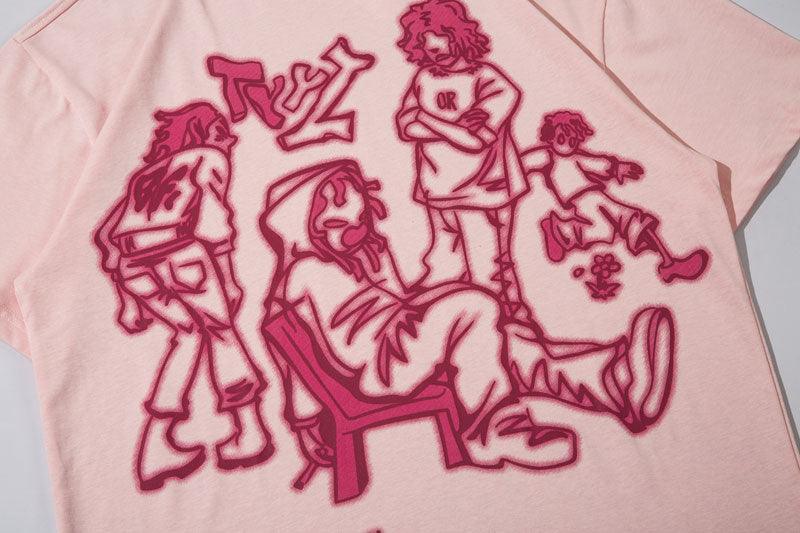 All Pink Harajuku Streetwear w/ Pink Bob, Striped Shirt Dress