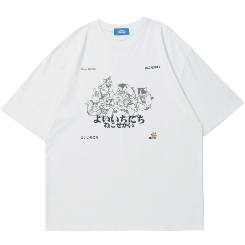 Harajuku Streetwear - "Cat Games" Tee - Shop High Quality Japanese Streetwear, Anime Clothing, Asian Street Fashion and Many More!