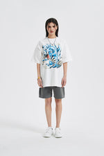 Harajuku Streetwear - Airbrushed "Blue Eyes" Vintage Oversized Tee - Shop High Quality Japanese Streetwear, Anime Clothing, Asian Street Fashion and Many More!