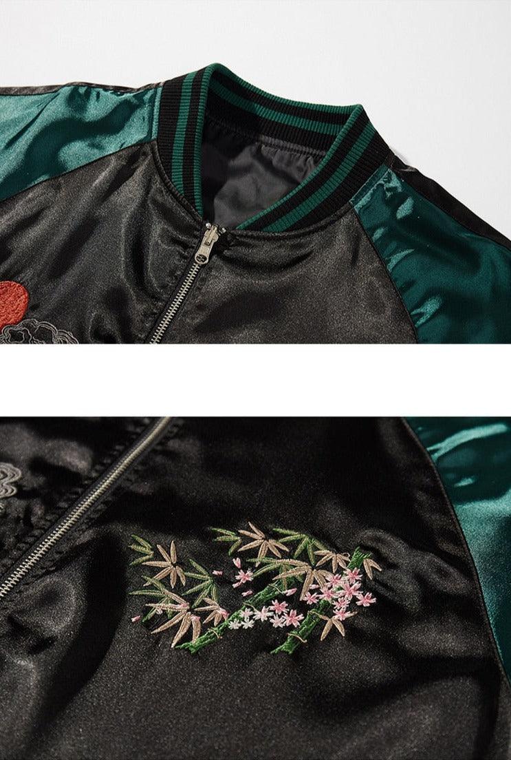 Harajuku Streetwear Embroidered Tiger Varsity Jacket Black / Asian XXXL