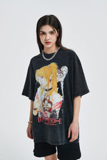 Harajuku Streetwear - Vintage Washed "Misa" Oversized Tee - Shop High Quality Japanese Streetwear, Anime Clothing, Asian Street Fashion and Many More!