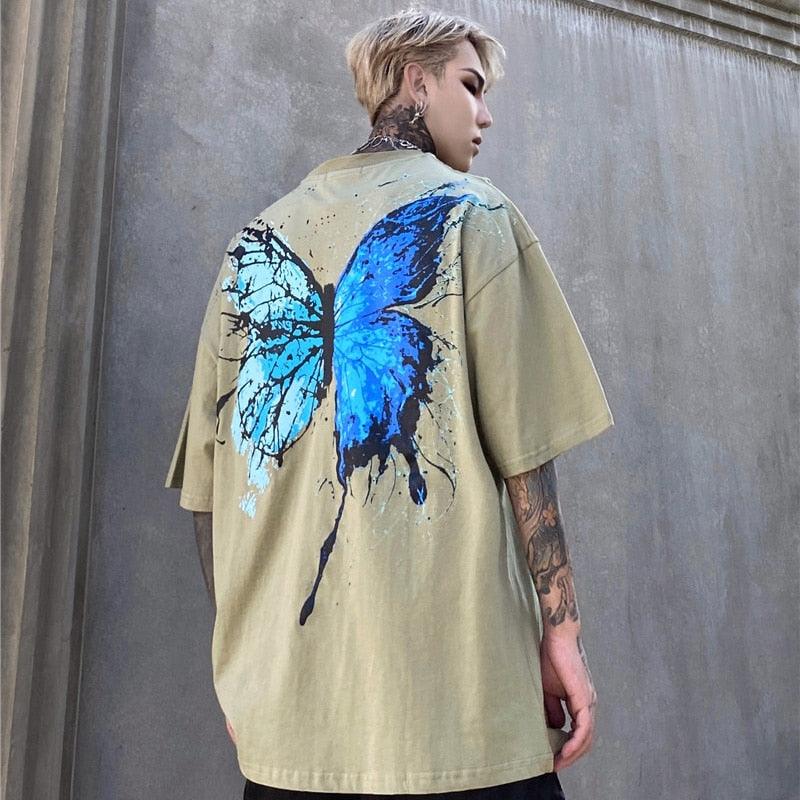 Harajuku Streetwear - Splattered Butterfly Tee - Shop High Quality Japanese Streetwear, Anime Clothing, Asian Street Fashion and Many More!