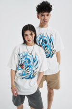 Harajuku Streetwear - Airbrushed "Blue Eyes" Vintage Oversized Tee - Shop High Quality Japanese Streetwear, Anime Clothing, Asian Street Fashion and Many More!