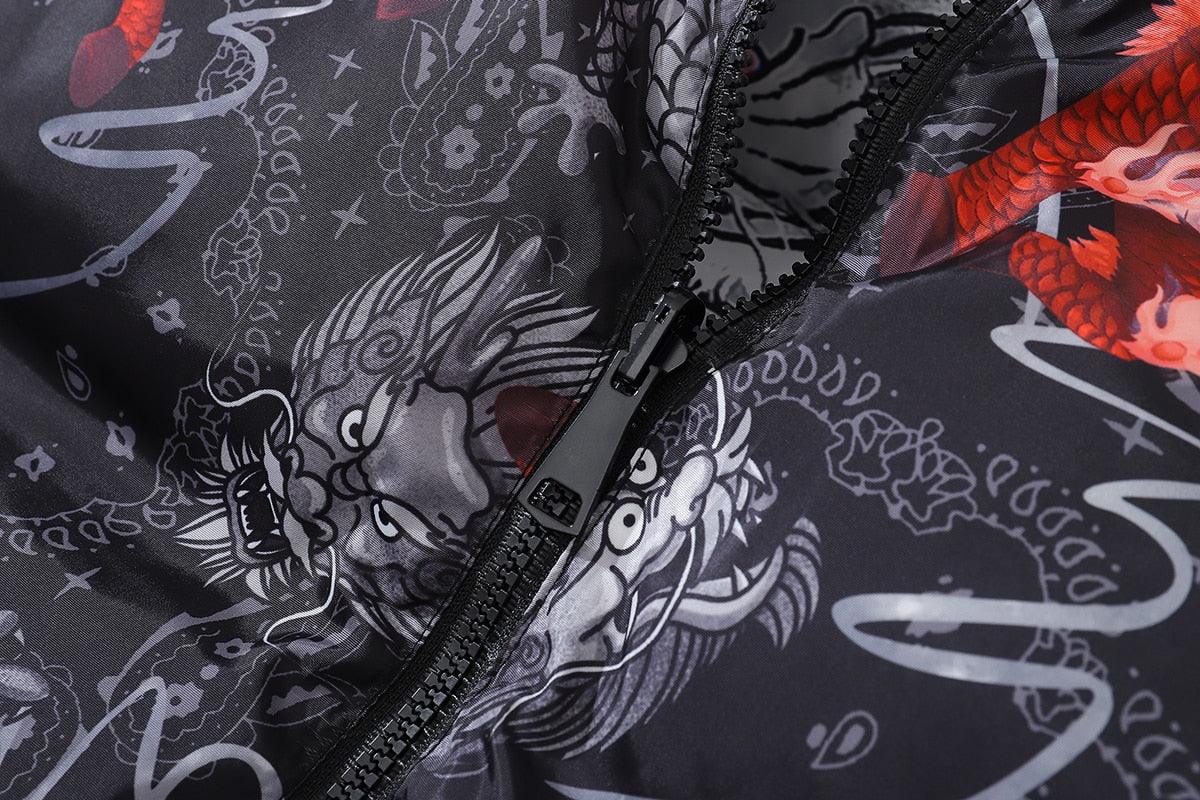 Harajuku Streetwear Folklore Reversible Puffer Jacket
