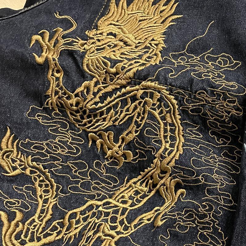 Harajuku Streetwear - Dragon Embroidered Denim Jeans - Shop High Quality Japanese Streetwear, Anime Clothing, Asian Street Fashion and Many More!