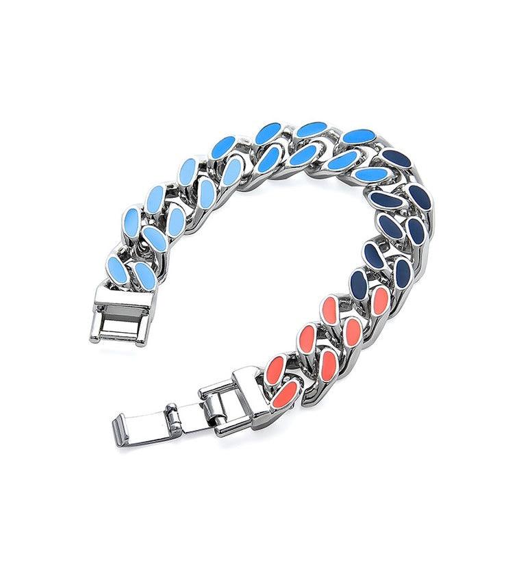 Louis Vuitton Cuban Chain Bracelet Blue in Metal/Enamel with
