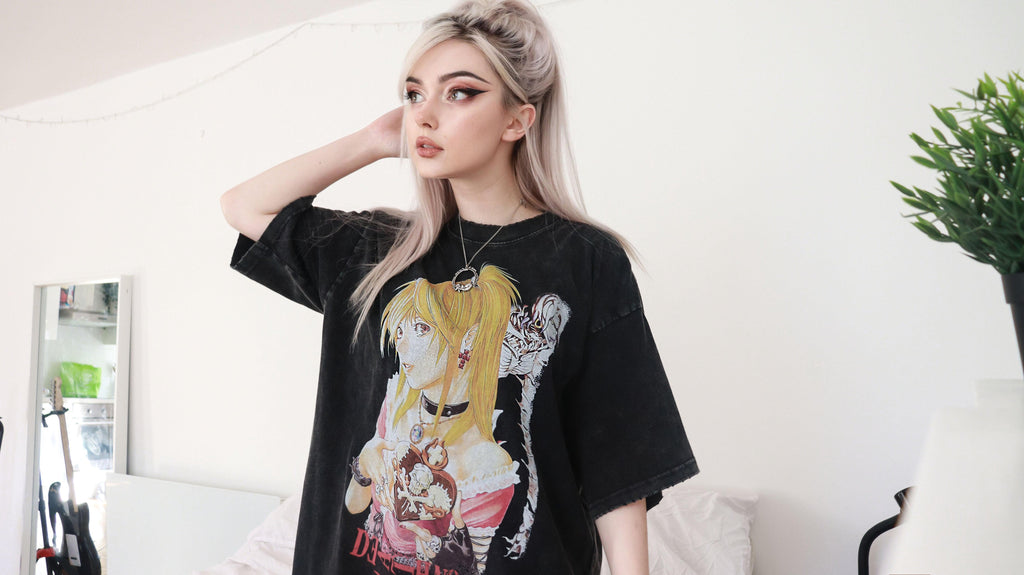 Harajuku Streetwear - Vintage Washed "Misa" Oversized Tee - Shop High Quality Japanese Streetwear, Anime Clothing, Asian Street Fashion and Many More!