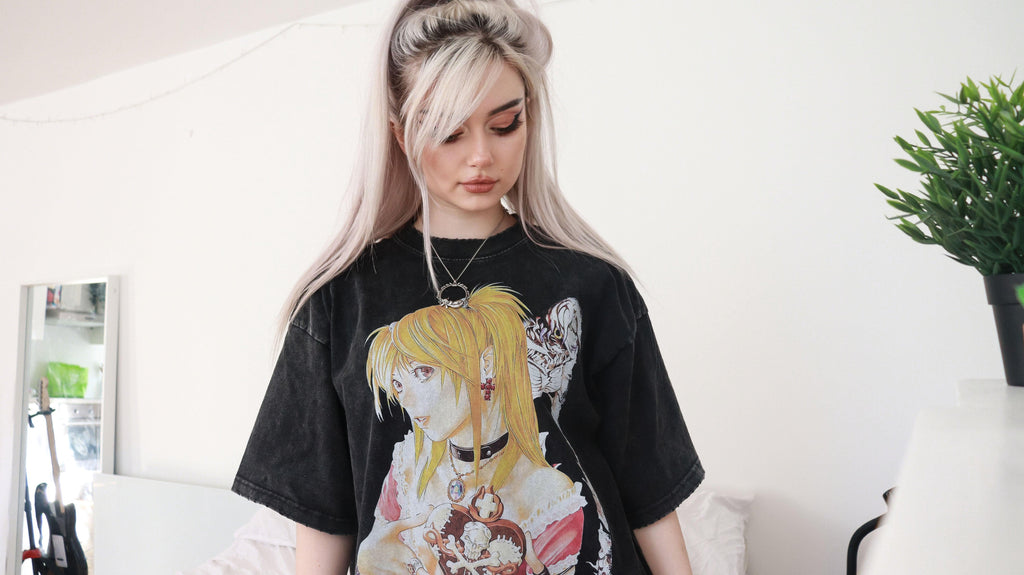 Harajuku Streetwear - Vintage Washed "Misa" Oversized Tee - Shop High Quality Japanese Streetwear, Anime Clothing, Asian Street Fashion and Many More!